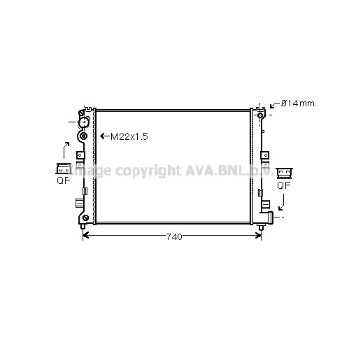 Слика на Воден радиатор (ладник) AVA QUALITY COOLING CNA2089 за Lancia Zeta (220) 2.1 TD (220AJ5) - 109 коњи дизел