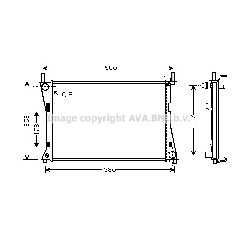 Слика на Воден радиатор (ладник) AVA QUALITY COOLING FDA2325 за Mazda 2 Hatchback (DY) 1.2 - 75 коњи бензин