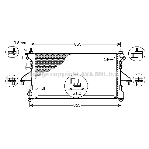 Слика на Воден радиатор (ладник) AVA QUALITY COOLING FT2398 за Peugeot Boxer Platform 3.0 HDi 175 - 177 коњи дизел