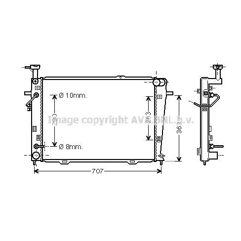 Слика на Воден радиатор (ладник) AVA QUALITY COOLING HY2127 за Hyundai Tucson (JM) 2.7 на всичките колела - 175 коњи бензин