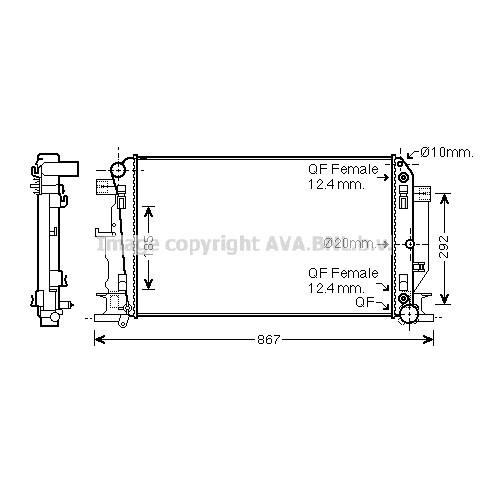 Слика на Воден радиатор (ладник) AVA QUALITY COOLING MS2403 за Mercedes Sprinter 3-t Platform (906) 218 CDI (906.111, 906.113, 906.211, 906.213) - 184 коњи дизел