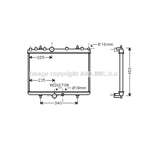 Слика на Воден радиатор (ладник) AVA QUALITY COOLING PE2269 за  Citroen Berlingo BOX Electric - 57 коњи електро