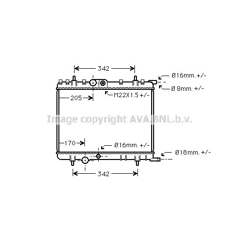 Слика на Воден радиатор (ладник) AVA QUALITY COOLING PE2300 за Peugeot 206 Hatchback 1.4 LPG - 75 коњи Бензин/Автогаз (LPG)