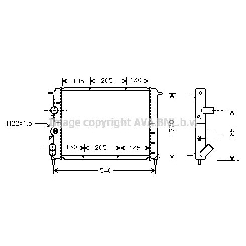 Слика на Воден радиатор (ладник) AVA QUALITY COOLING RT2258 за Renault Clio 2 Box 1.9 D (SB0E) - 64 коњи дизел