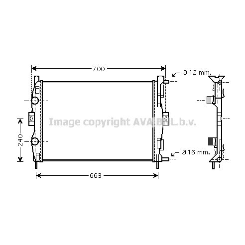 Слика на Воден радиатор (ладник) AVA QUALITY COOLING RT2306 за Renault Megane 2 Hatchback 1.6 16V (BM0C, CM0C) - 113 коњи бензин