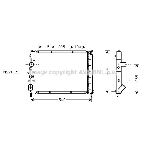 Слика на Воден радиатор (ладник) AVA QUALITY COOLING RTA2231 за Renault Clio 2 1.4 (B/CB0C) - 75 коњи бензин