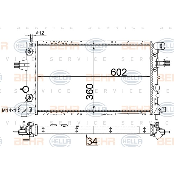 Слика на Воден радиатор (ладник) BEHR HELLA SERVICE 8MK 376 710-335