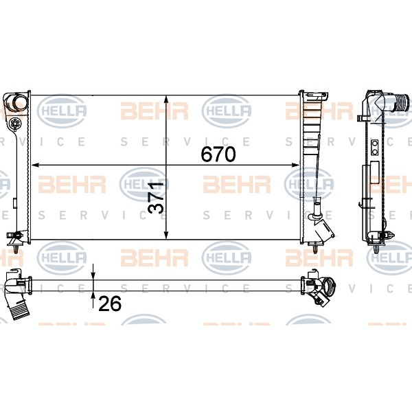 Слика на Воден радиатор (ладник) BEHR HELLA SERVICE 8MK 376 717-611