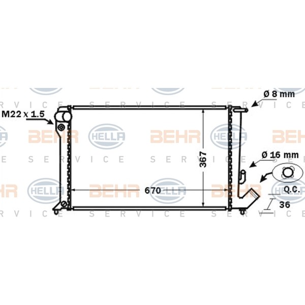 Слика на Воден радиатор (ладник) BEHR HELLA SERVICE 8MK 376 724-711