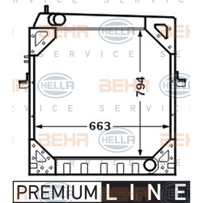 Слика на Воден радиатор (ладник) BEHR HELLA SERVICE PREMIUM LINE 8MK 376 709-571 за камион Iveco TurboTech 190-36 - 377 коњи дизел