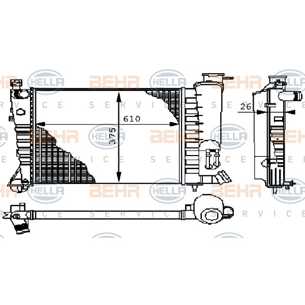 Слика на Воден радиатор (ладник) BEHR HELLA SERVICE PREMIUM LINE 8MK 376 710-241