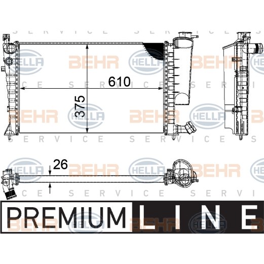 Слика на Воден радиатор (ладник) BEHR HELLA SERVICE PREMIUM LINE 8MK 376 710-261