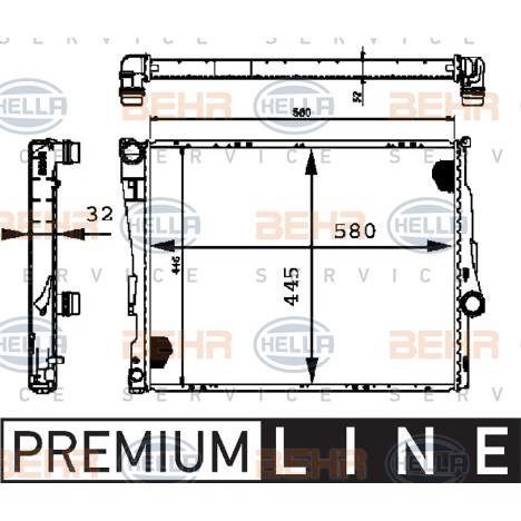 Слика на Воден радиатор (ладник) BEHR HELLA SERVICE PREMIUM LINE 8MK 376 716-251 за BMW 3 Compact E46 320 td - 136 коњи дизел