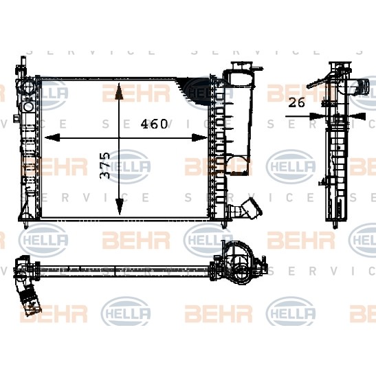 Слика на Воден радиатор (ладник) BEHR HELLA SERVICE PREMIUM LINE 8MK 376 716-631