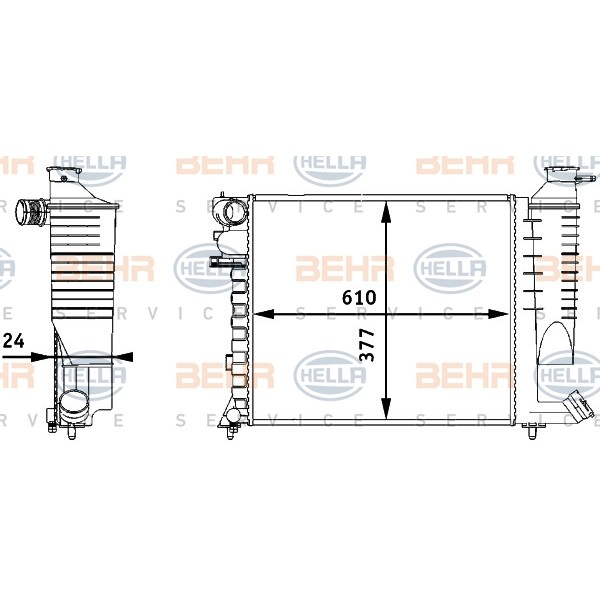 Слика на Воден радиатор (ладник) BEHR HELLA SERVICE PREMIUM LINE 8MK 376 717-511