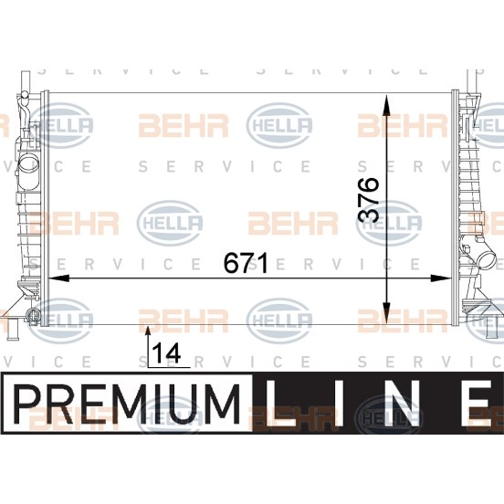 Слика на Воден радиатор (ладник) BEHR HELLA SERVICE PREMIUM LINE 8MK 376 764-281