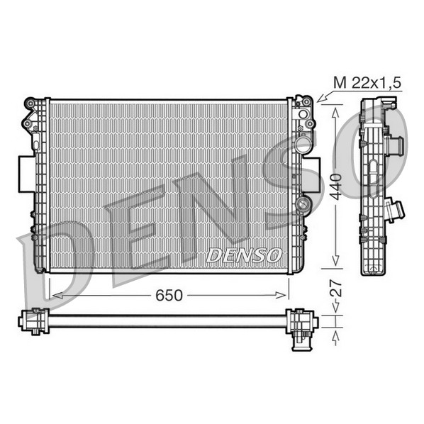 Слика на Воден радиатор (ладник) DENSO DRM12002 за камион Iveco Daily 2 Bus Box 35 S 15 V, 35 C 15 V (A6HCV3B2, A6HBV4B2, A6HC41B2...) - 146 коњи дизел