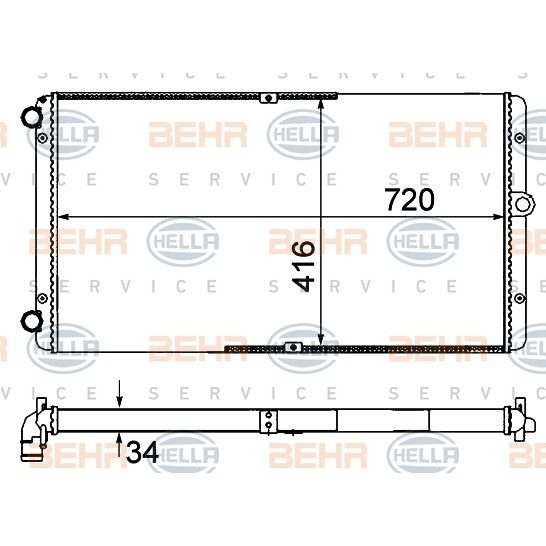 Слика на Воден радиатор (ладник) HELLA 8MK 376 735-001 за VW Transporter T4 Box 2.5 TDI Syncro - 102 коњи дизел