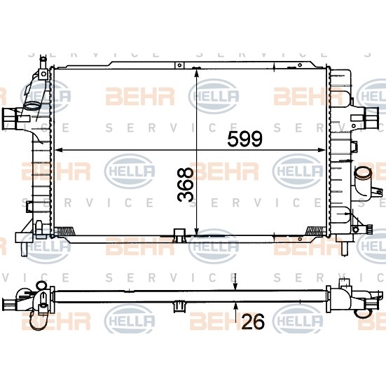 Слика на Воден радиатор (ладник) HELLA 8MK 376 781-041 за Opel Astra H GTC 1.9 CDTI - 120 коњи дизел