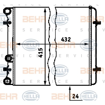 Слика на Воден радиатор (ладник) HELLA BEHR  SERVICE  PREMIUM LINE 8MK 376 713-771 за Skoda Laura (1Z3) 1.4 - 75 коњи бензин