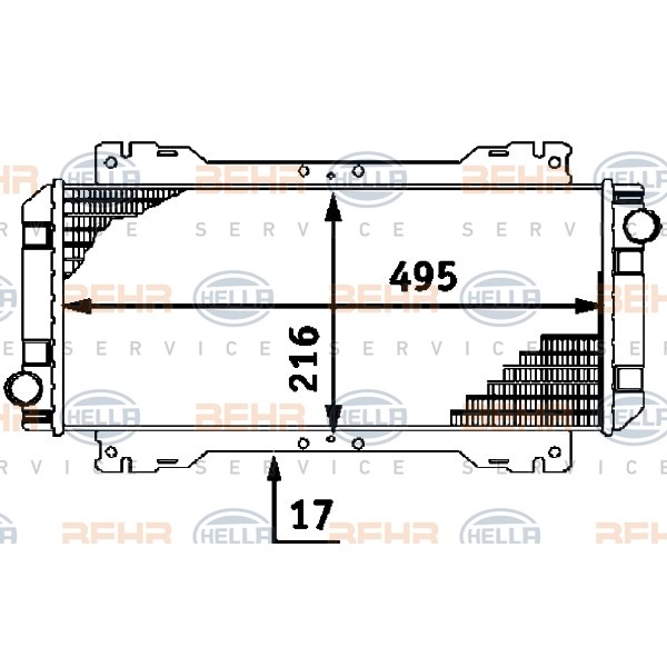 Слика на Воден радиатор (ладник) HELLA BEHR  SERVICE  PREMIUM LINE 8MK 376 715-451