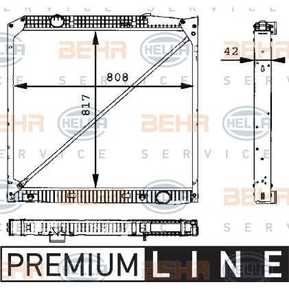 Слика на Воден радиатор (ладник) HELLA BEHR  SERVICE  PREMIUM LINE 8MK 376 721-211 за камион Mercedes Actros 1996 1843 S, 1843 LS - 428 коњи дизел