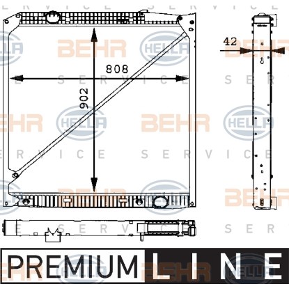 Слика на Воден радиатор (ладник) HELLA BEHR  SERVICE  PREMIUM LINE 8MK 376 721-221 за камион Mercedes Actros 1996 2031 AS - 313 коњи дизел