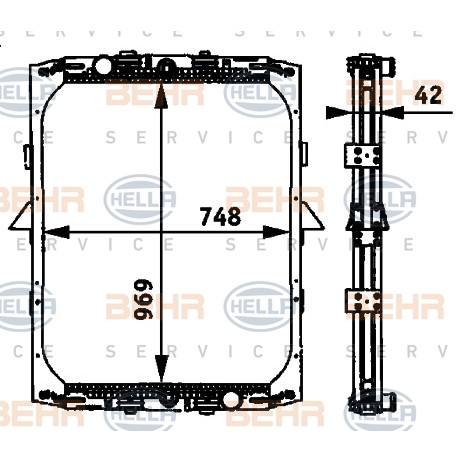 Слика на Воден радиатор (ладник) HELLA BEHR  SERVICE  PREMIUM LINE 8MK 376 721-521