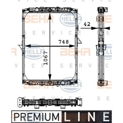 Слика на Воден радиатор (ладник) HELLA BEHR  SERVICE  PREMIUM LINE 8MK 376 721-541 за камион DAF 95 XF FTT 95 XF 430 - 428 коњи дизел