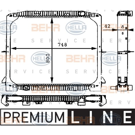 Слика на Воден радиатор (ладник) HELLA BEHR  SERVICE  PREMIUM LINE 8MK 376 721-571 за камион Iveco Eurotech MH 190 E 30, 190 E 30 /P - 296 коњи дизел