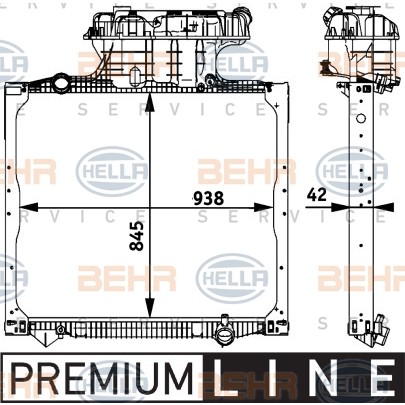 Слика на Воден радиатор (ладник) HELLA BEHR  SERVICE  PREMIUM LINE 8MK 376 728-661