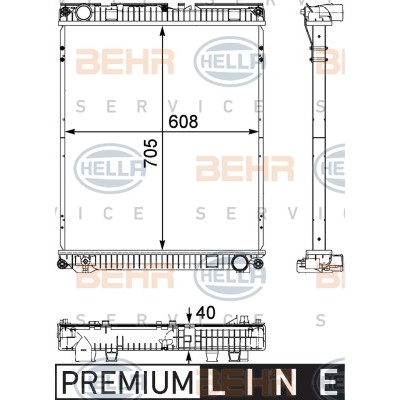 Слика на Воден радиатор (ладник) HELLA BEHR  SERVICE  PREMIUM LINE 8MK 376 730-621