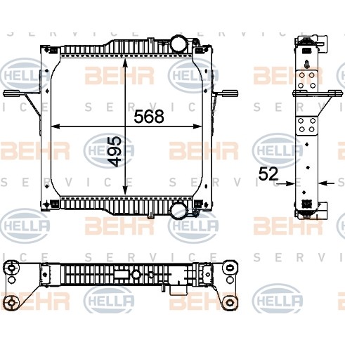 Слика на Воден радиатор (ладник) HELLA BEHR  SERVICE  PREMIUM LINE 8MK 376 733-721 за камион Renault Midlum 220.16 - 220 коњи дизел