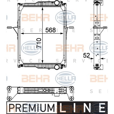 Слика на Воден радиатор (ладник) HELLA BEHR  SERVICE  PREMIUM LINE 8MK 376 733-751 за камион Renault Midlum 190.08 - 190 коњи дизел