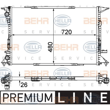 Слика на Воден радиатор (ладник) HELLA BEHR  SERVICE  PREMIUM LINE 8MK 376 753-491