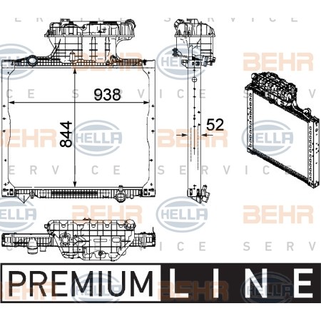 Слика на Воден радиатор (ладник) HELLA BEHR  SERVICE  PREMIUM LINE 8MK 376 756-011