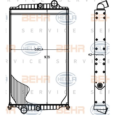 Слика на Воден радиатор (ладник) HELLA BEHR  SERVICE  PREMIUM LINE 8MK 376 758-121