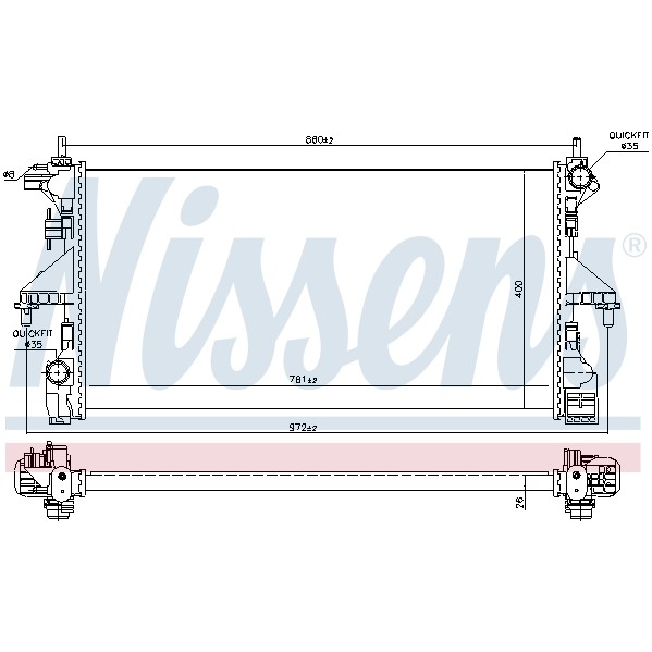 Слика на Воден радиатор (ладник) NISSENS 606554 за Peugeot Boxer Platform 3.0 HDi 175 - 177 коњи дизел