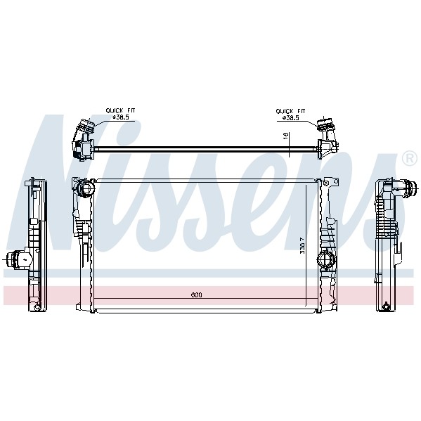 Слика на Воден радиатор (ладник) NISSENS 60814 за BMW 3 Touring F31 318 d - 143 коњи дизел