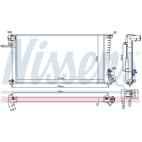 Слика на Воден радиатор (ладник) NISSENS 61326A за Citroen Berlingo 1 MF 1.9 D (MFWJZ) - 70 коњи дизел