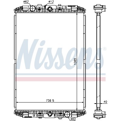 Слика на Воден радиатор (ладник) NISSENS 614170 за камион DAF 95 XF FTT 95 XF 430 - 428 коњи дизел