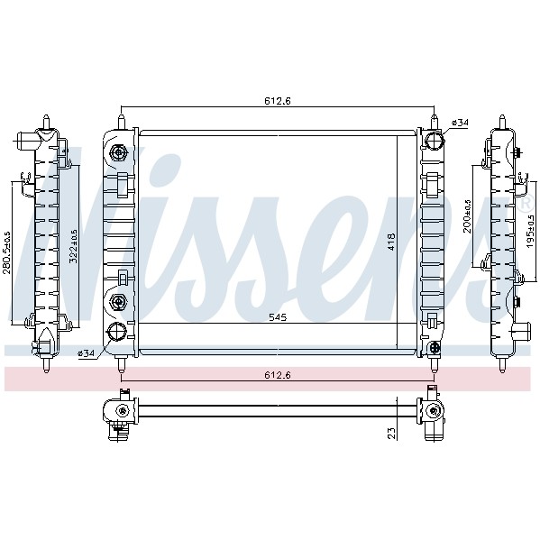 Слика на Воден радиатор (ладник) NISSENS 616907 за CHEVROLET HHR 2.4 - 170 коњи бензин