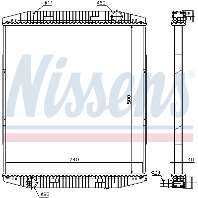 Слика на Воден радиатор (ладник) NISSENS 619730 за камион Iveco Eurotech MH 190 E 30, 190 E 30 /P - 296 коњи дизел