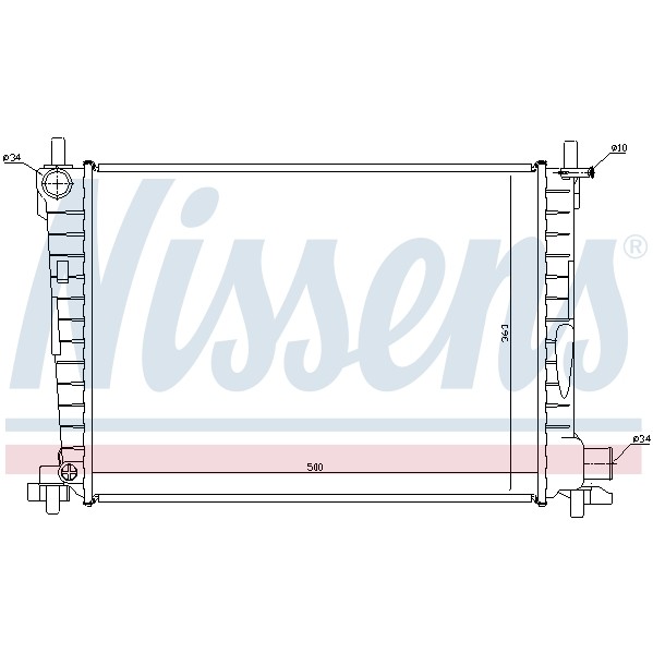 Слика на Воден радиатор (ладник) NISSENS 62055 за Ford Fiesta 4 (ja,jb) 1.8 D - 60 коњи дизел