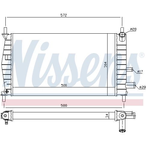 Слика на Воден радиатор (ладник) NISSENS 62085A за Ford Fiesta 4 (ja,jb) 1.1 - 50 коњи бензин