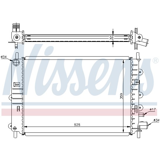 Слика на Воден радиатор (ладник) NISSENS 62217A за Ford Escort MK 7 Convertible (all) 1.8 16V XR3i - 130 коњи бензин