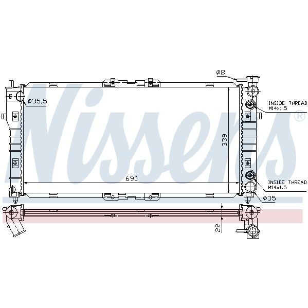 Слика на Воден радиатор (ладник) NISSENS 62393 за Mazda 626 Hatchback (GF) 2.0 H.P. - 136 коњи бензин