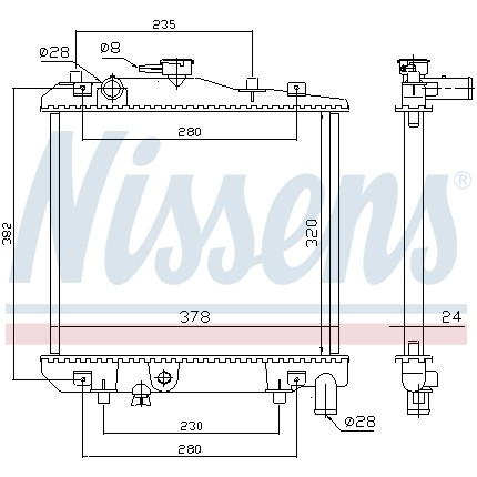 Слика на Воден радиатор (ладник) NISSENS 62505 за Mazda 121 Hatchback (DA) 1.3 - 60 коњи бензин