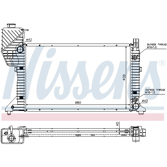 Слика на Воден радиатор (ладник) NISSENS 62686A за Mercedes Sprinter 2-t Box (901,902) 212 D - 122 коњи дизел