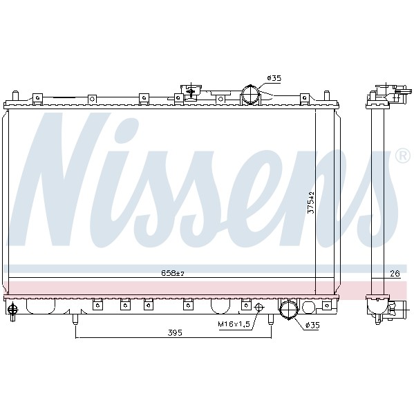 Слика на Воден радиатор (ладник) NISSENS 628431 за Mitsubishi Lancer 5 Saloon (CB-DA,CC) 1.8 16V (CB5A) - 140 коњи бензин